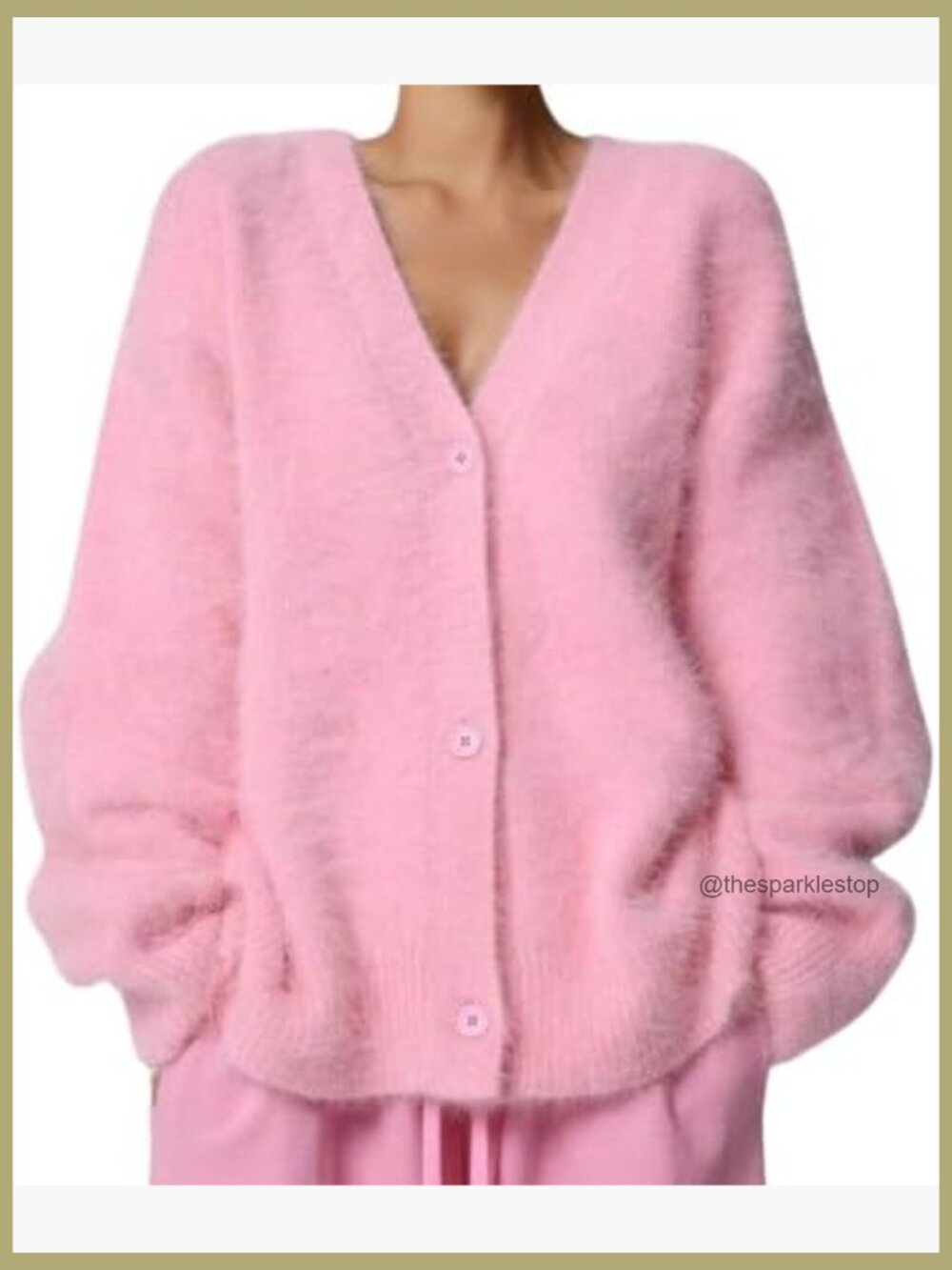 Oversized Fuzzy Mohair Cardigan Sweater V-Neck Button Down Y2k Fall Winter